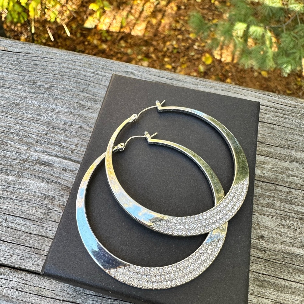 EXPRESS Elegant Silver Hoop Earrings